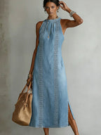 Julia | Retro Lace Denim Dress