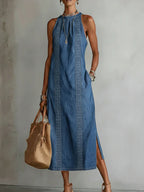 Julia | Retro Lace Denim Dress