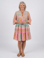 Maelle | Geometric Print V Neck Tiered Knee Length Dress