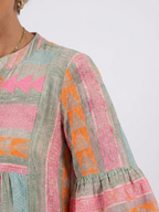 Maelle | Geometric Print V Neck Tiered Knee Length Dress