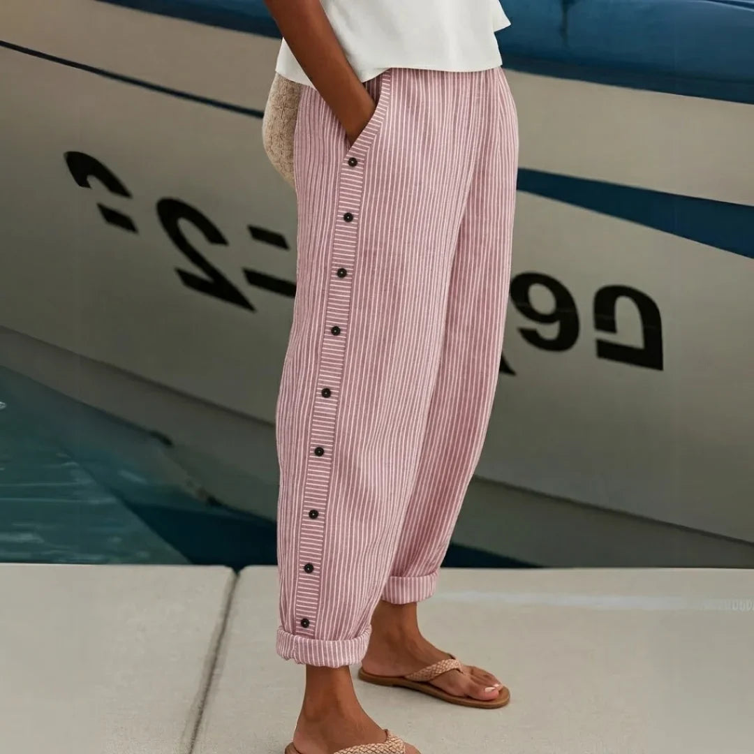 Caitlin | Stylish Striped Button Pant