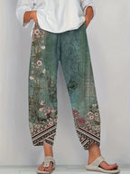 Relaxed Fit Women's Floral Print Wide Leg Pants