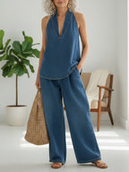 Ivy | Vintage Washed Soft Denim-Look Two-Piece Set